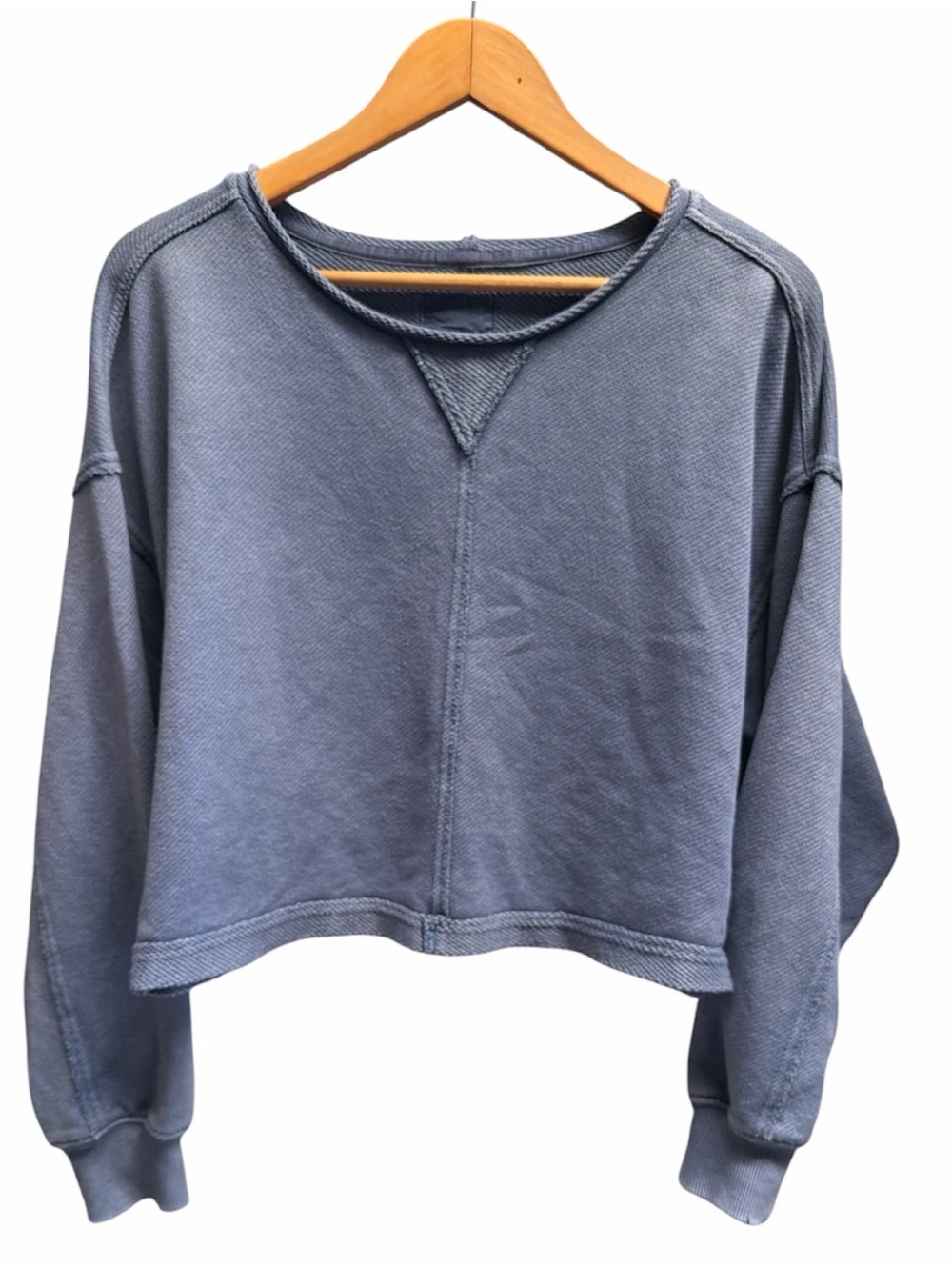 Aerie Vacay Crewneck Relaxed Crop Sweatshirt - Blue size S